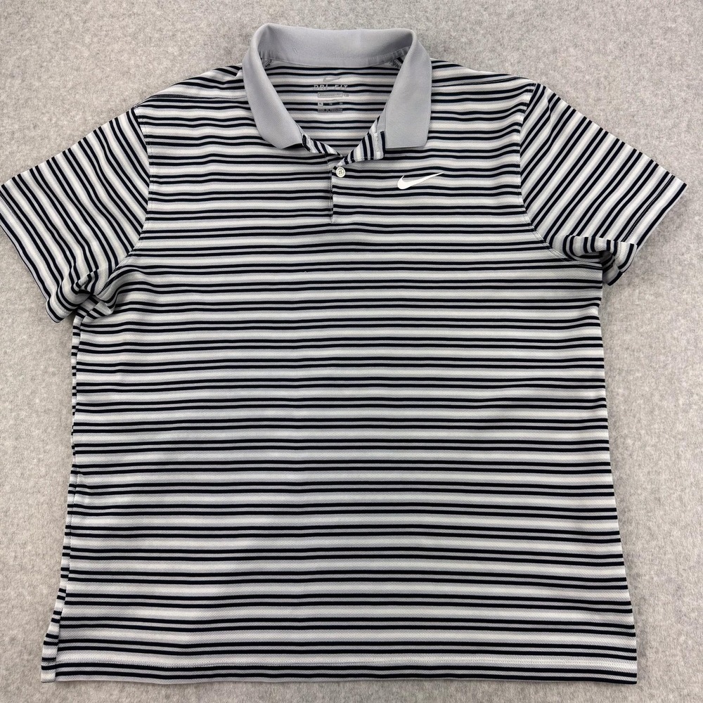 Nike Victory Polo Shirt Mens XL Gray Stripe Golf Performance Athletic BV0363-042 - Picture 2 of 10